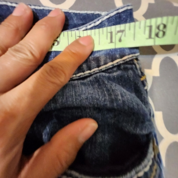 Seven7 high rise flare manufactured color distressed/fading plus size … - Picture 3 of 12